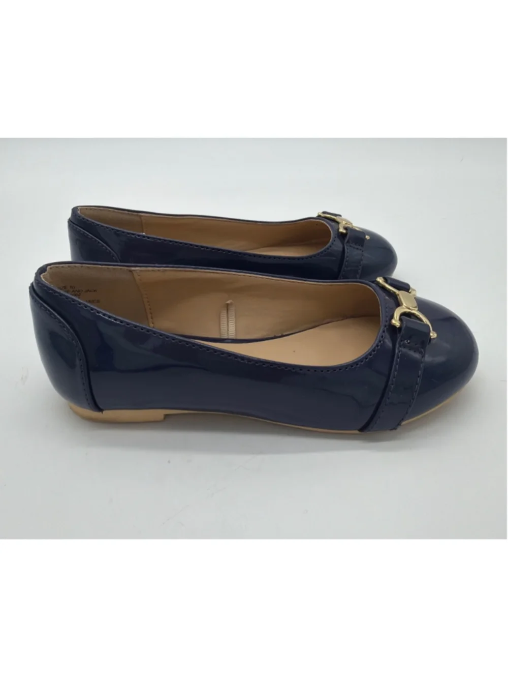 Janie and Jack Dress Shoes Navy Gold Flats Size 10 (Toddler Girl)
